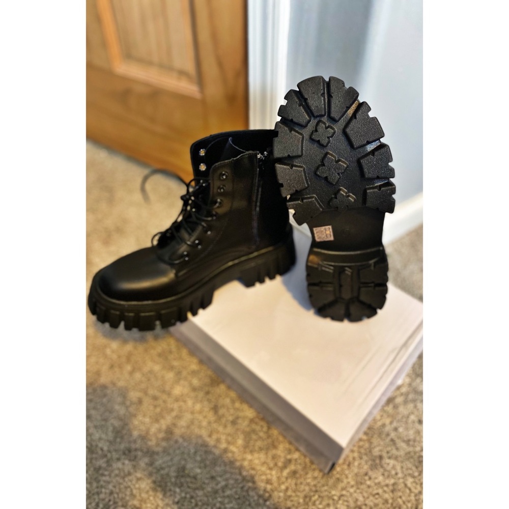 Black combat boots